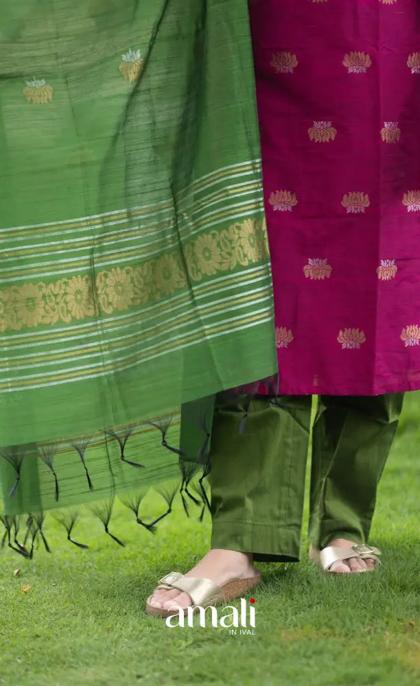 Athira Magenta Pink with Green Salwar salwar