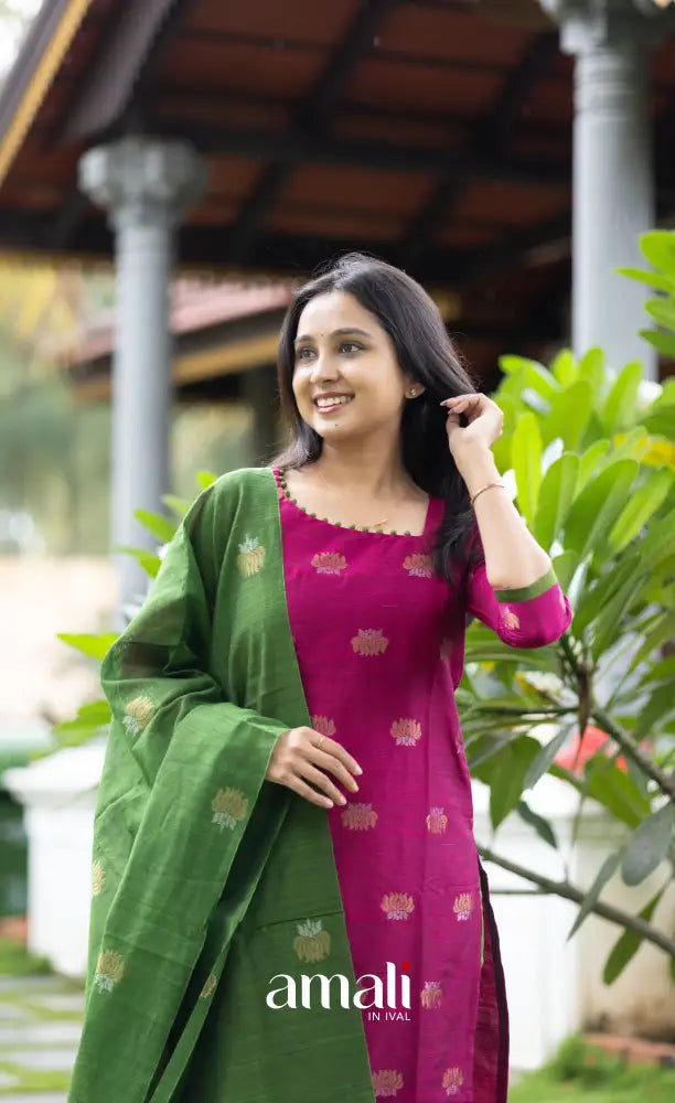 Athira Magenta Pink with Green Salwar salwar