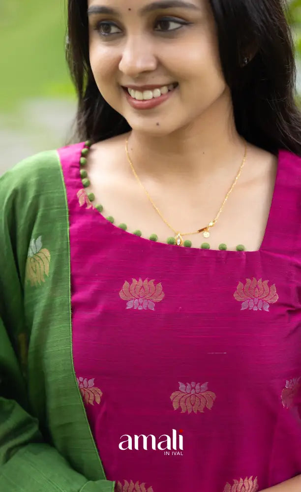 Athira Magenta Pink with Green Salwar salwar