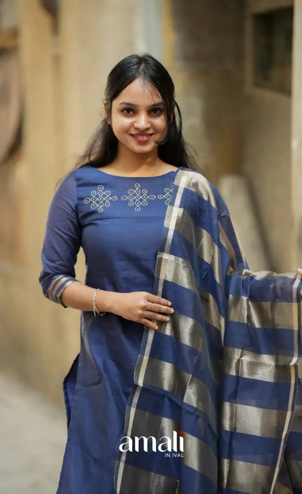 Athira Navy Blue Chanderi Salwar salwar