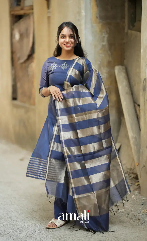 Athira Navy Blue Chanderi Salwar salwar