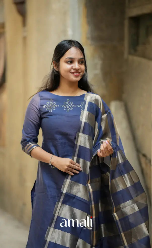 Athira Navy Blue Chanderi Salwar salwar