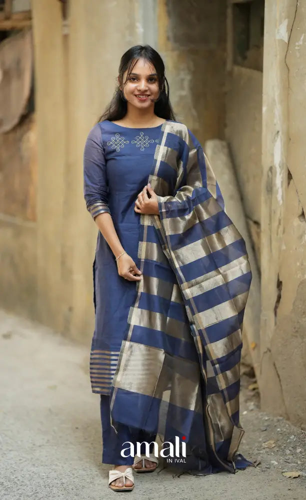 Athira Navy Blue Chanderi Salwar salwar