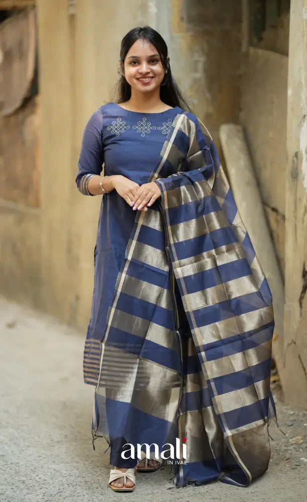 Athira Navy Blue Chanderi Salwar salwar