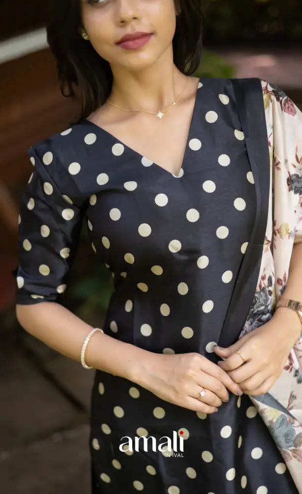 Athira Salwar - Black and Off white salwar