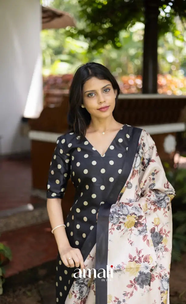 Athira Salwar - Black and Off white salwar