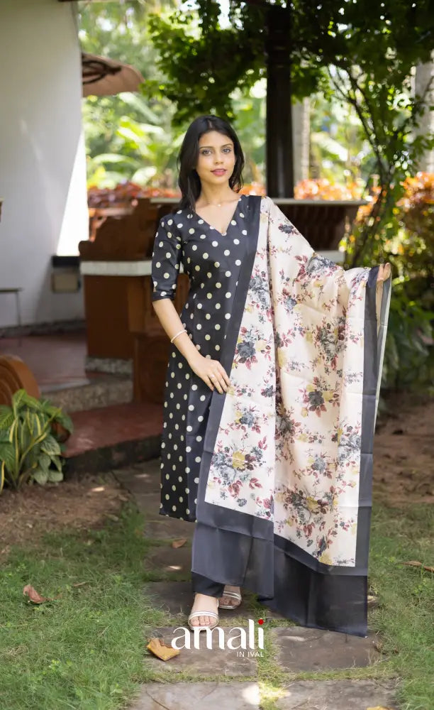 Athira Salwar - Black and Off white salwar