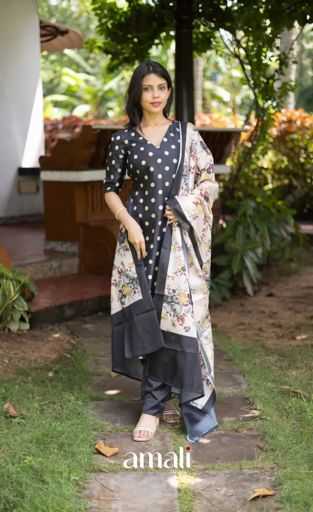 Athira Salwar - Black and Off white salwar