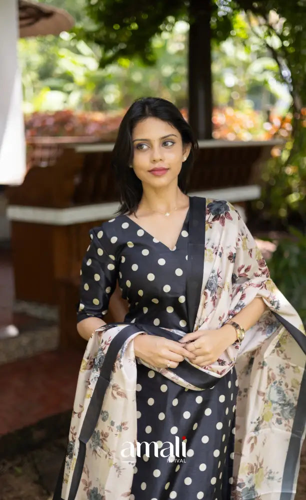 Athira Salwar - Black and Off white salwar