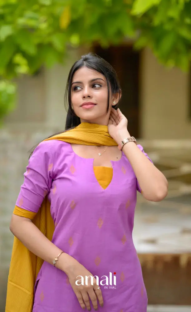 Athira Salwar - Lavender and Mustard salwar