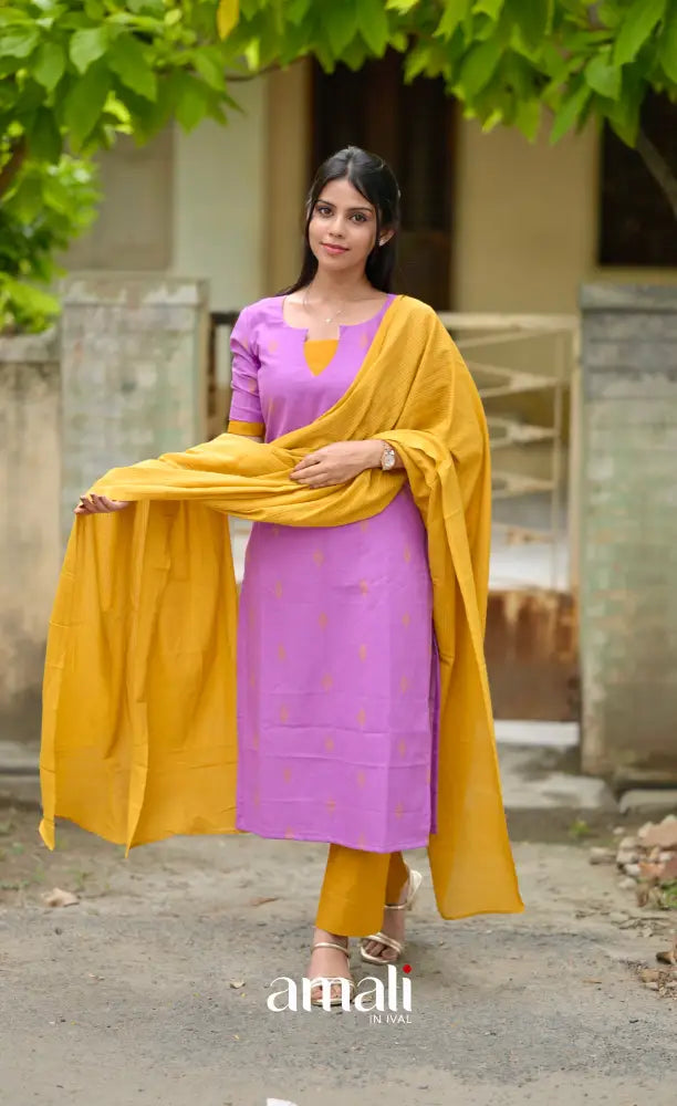 Athira Salwar - Lavender and Mustard salwar