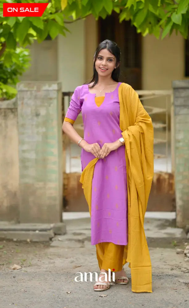 Athira Salwar - Lavender and Mustard salwar