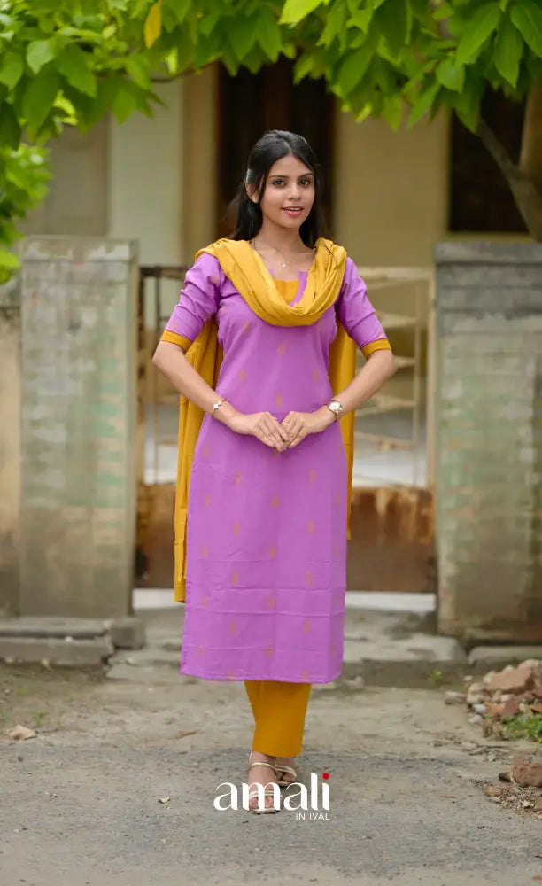 Athira Salwar - Lavender and Mustard salwar