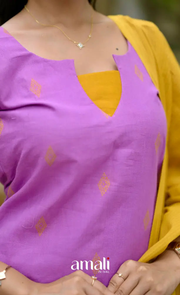 Athira Salwar - Lavender and Mustard salwar