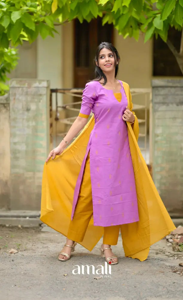 Athira Salwar - Lavender and Mustard salwar