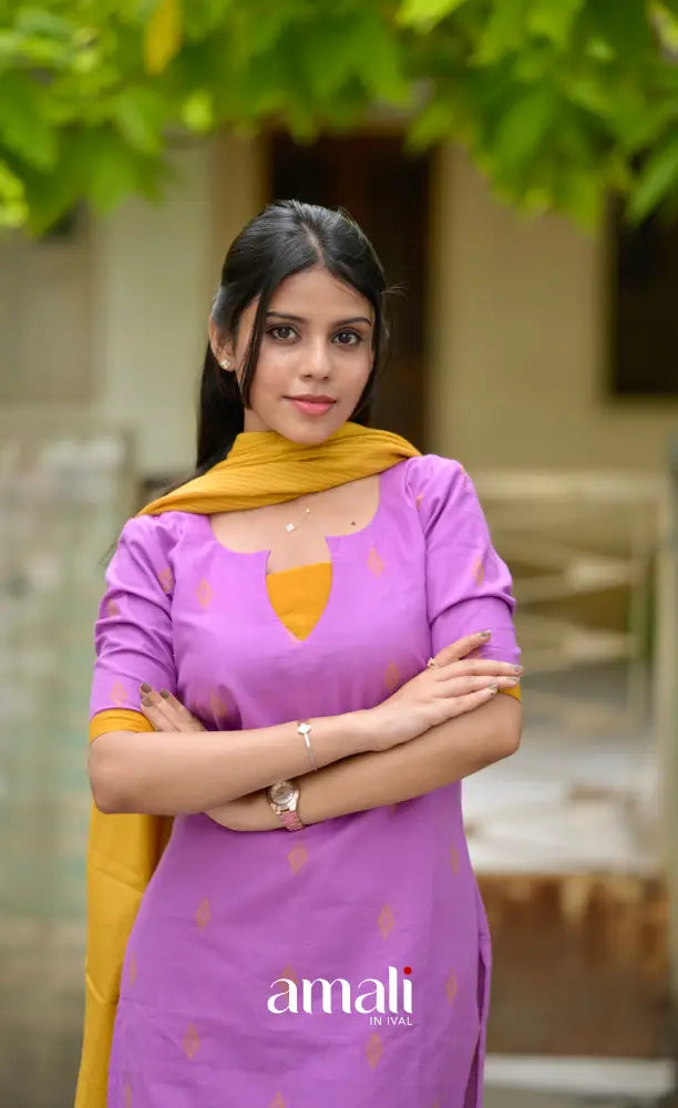 Athira Salwar - Lavender and Mustard salwar