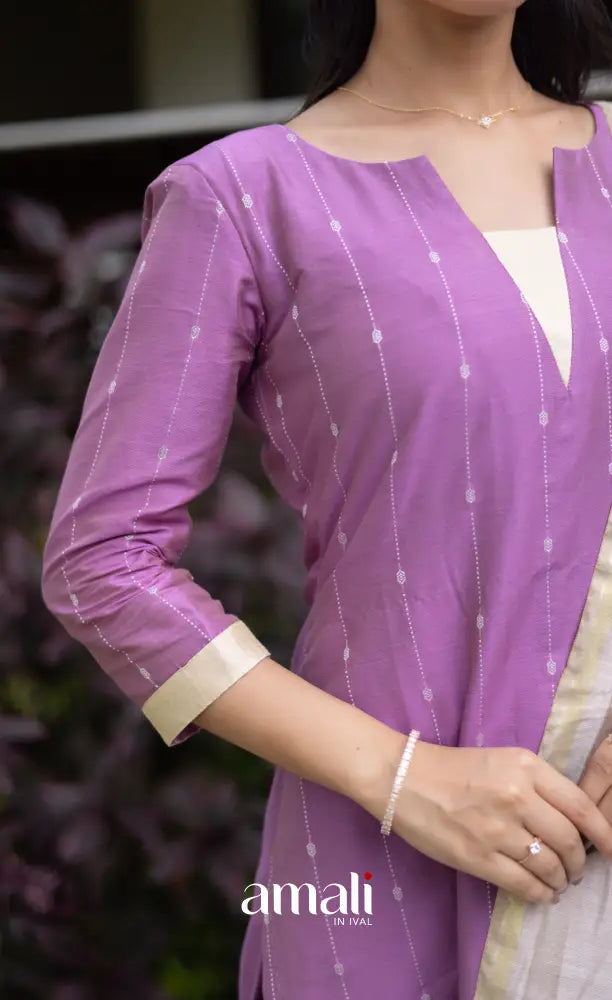 Athira Salwar - Lavender and Off white salwar