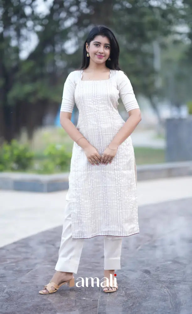 Athira Salwar - Off white and Purple salwar