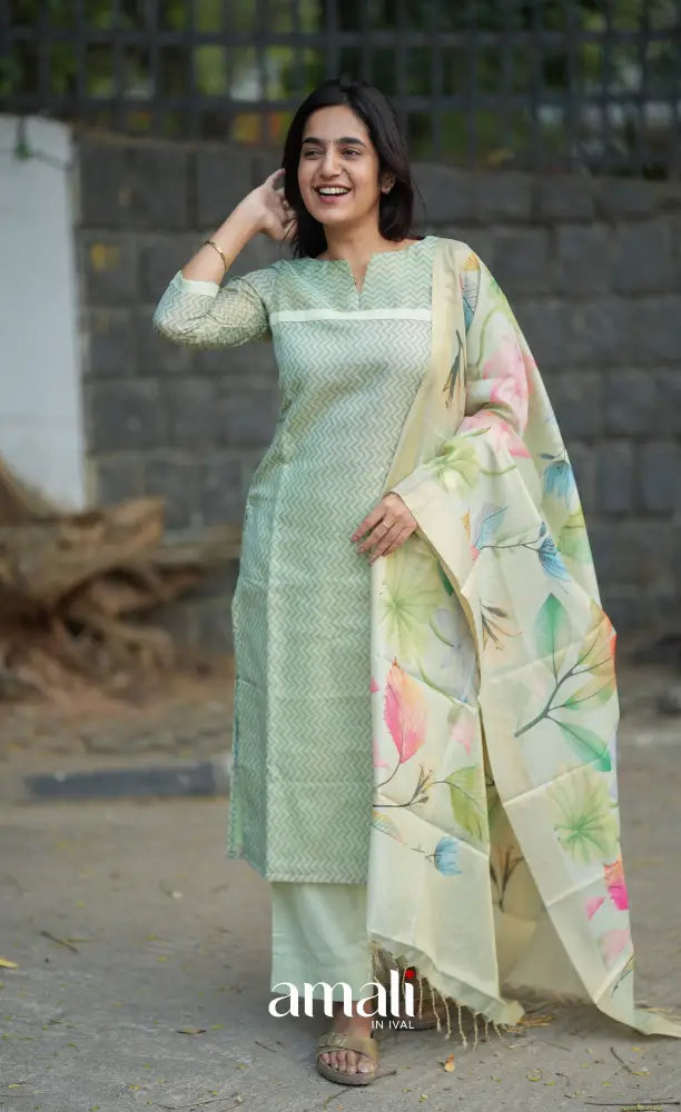 Athira Viscose Tissue Blend Salwar - Pastel mint green salwar