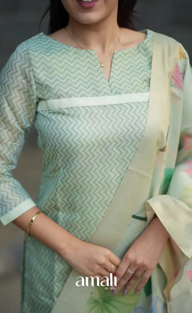Athira Viscose Tissue Blend Salwar - Pastel mint green salwar
