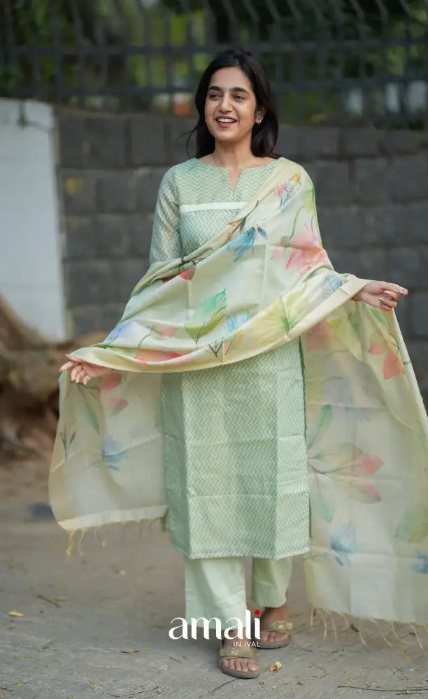 Athira Viscose Tissue Blend Salwar - Pastel mint green salwar