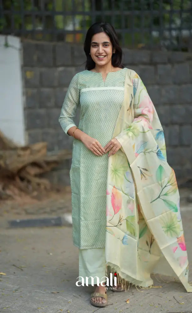 Athira Viscose Tissue Blend Salwar - Pastel mint green salwar