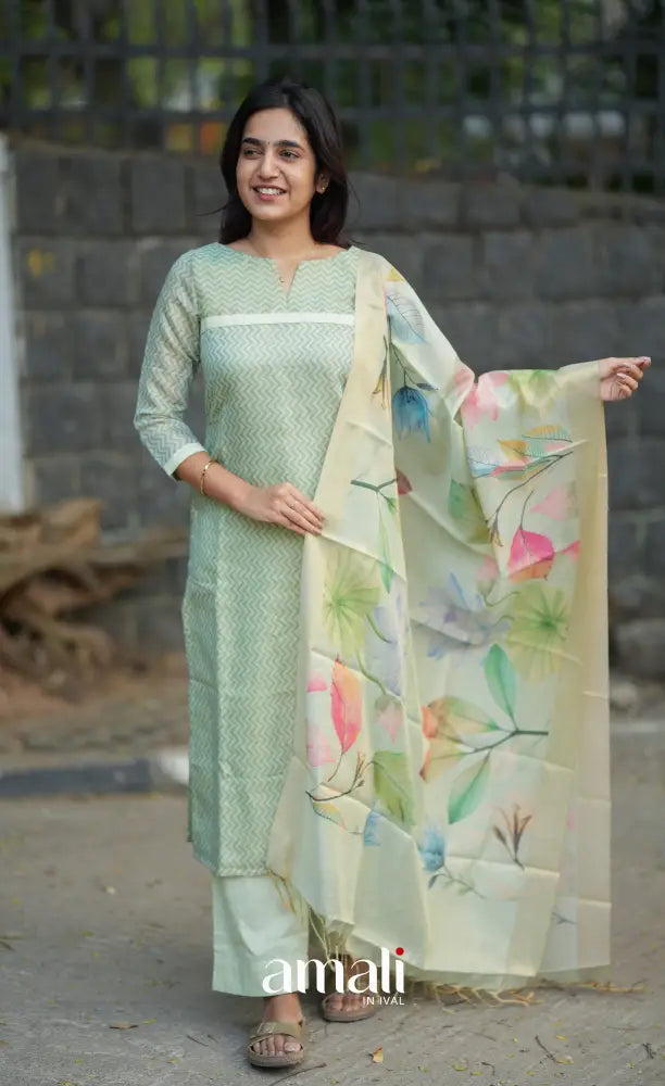 Athira Viscose Tissue Blend Salwar - Pastel mint green salwar