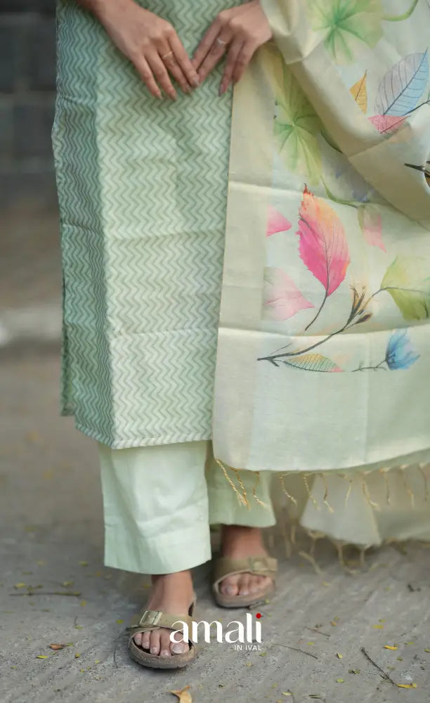 Athira Viscose Tissue Blend Salwar - Pastel mint green salwar