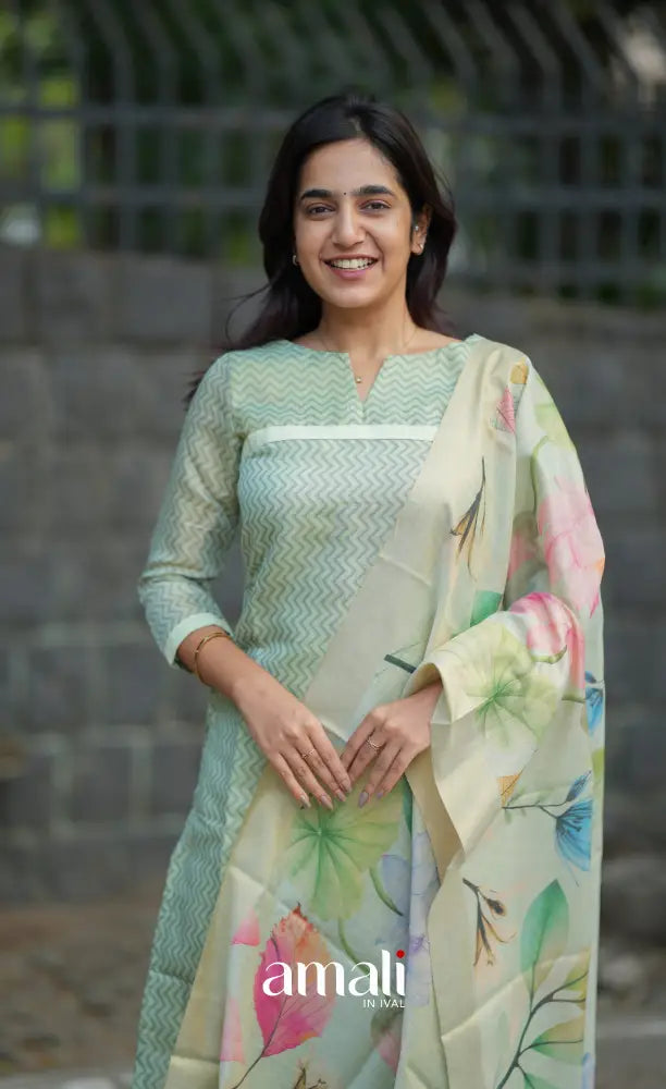 Athira Viscose Tissue Blend Salwar - Pastel mint green salwar