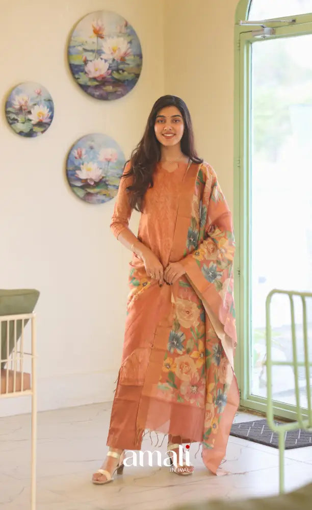 Athira Viscose Tissue Blend Salwar - Peachy Orange salwar