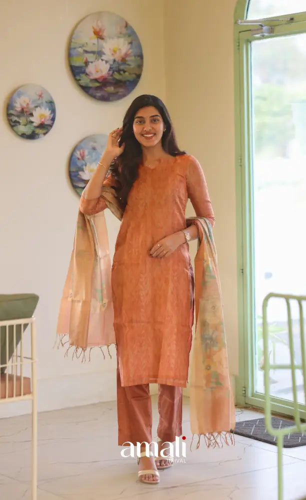 Athira Viscose Tissue Blend Salwar - Peachy Orange salwar