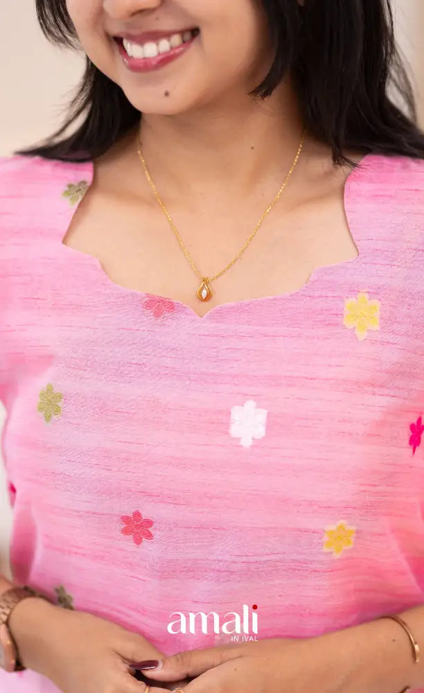 Baby Pink Viscose Chanderi Salwar Set - salwar