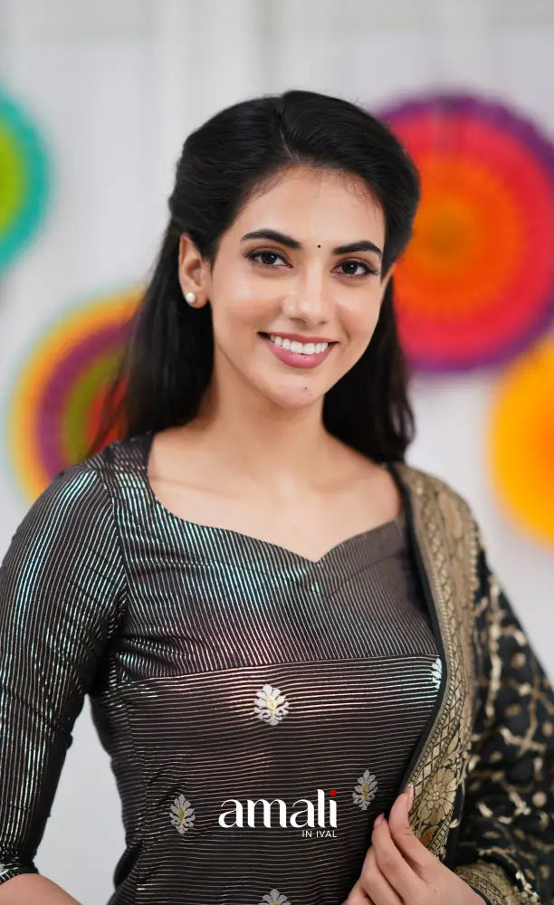 Bavana Banarasi Silk Cotton Salwar - Black salwar