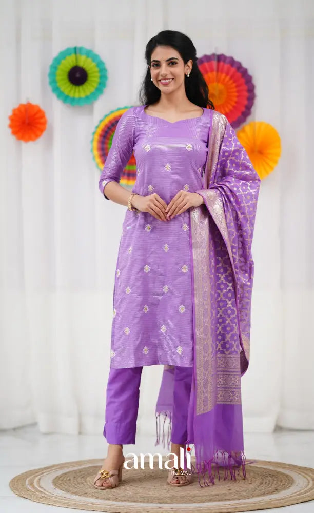 Bavana Banarasi Silk Cotton Salwar - Lavender salwar