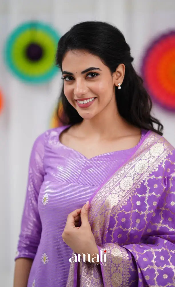 Bavana Banarasi Silk Cotton Salwar - Lavender salwar