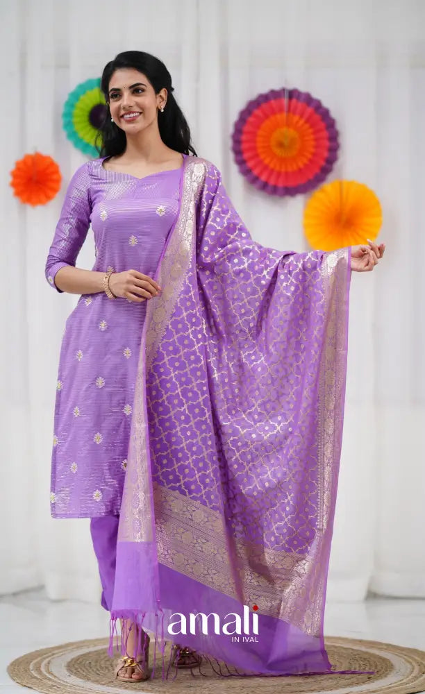 Bavana Banarasi Silk Cotton Salwar - Lavender salwar
