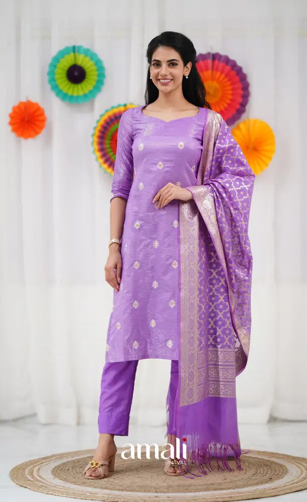 Bavana Banarasi Silk Cotton Salwar - Lavender salwar