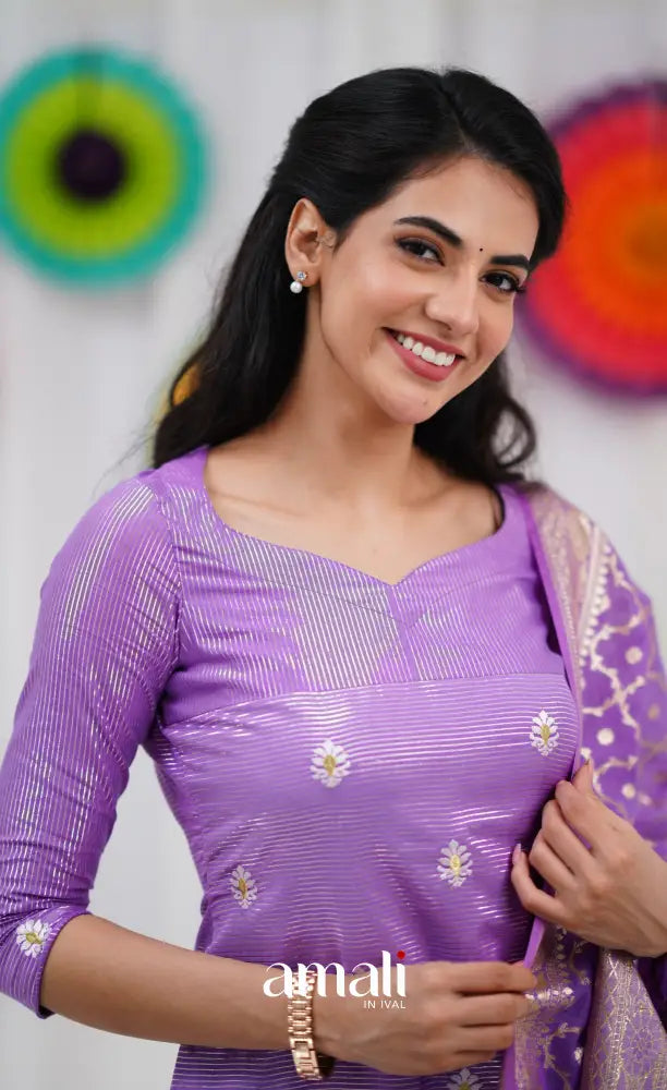 Bavana Banarasi Silk Cotton Salwar - Lavender salwar