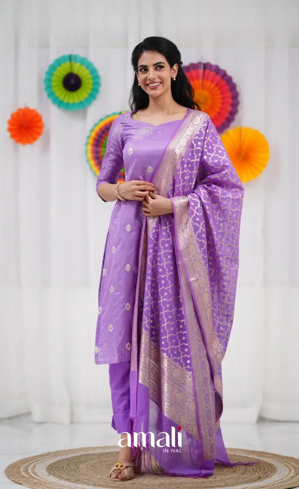 Bavana Banarasi Silk Cotton Salwar - Lavender salwar