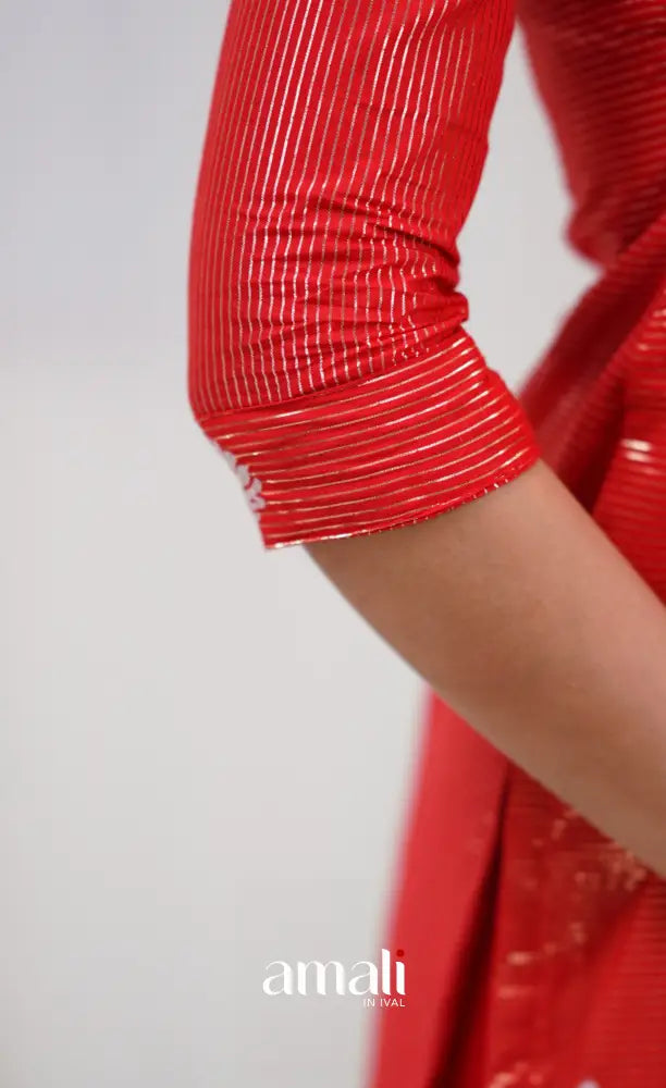 Bavana Banarasi Silk Cotton Salwar - Red salwar