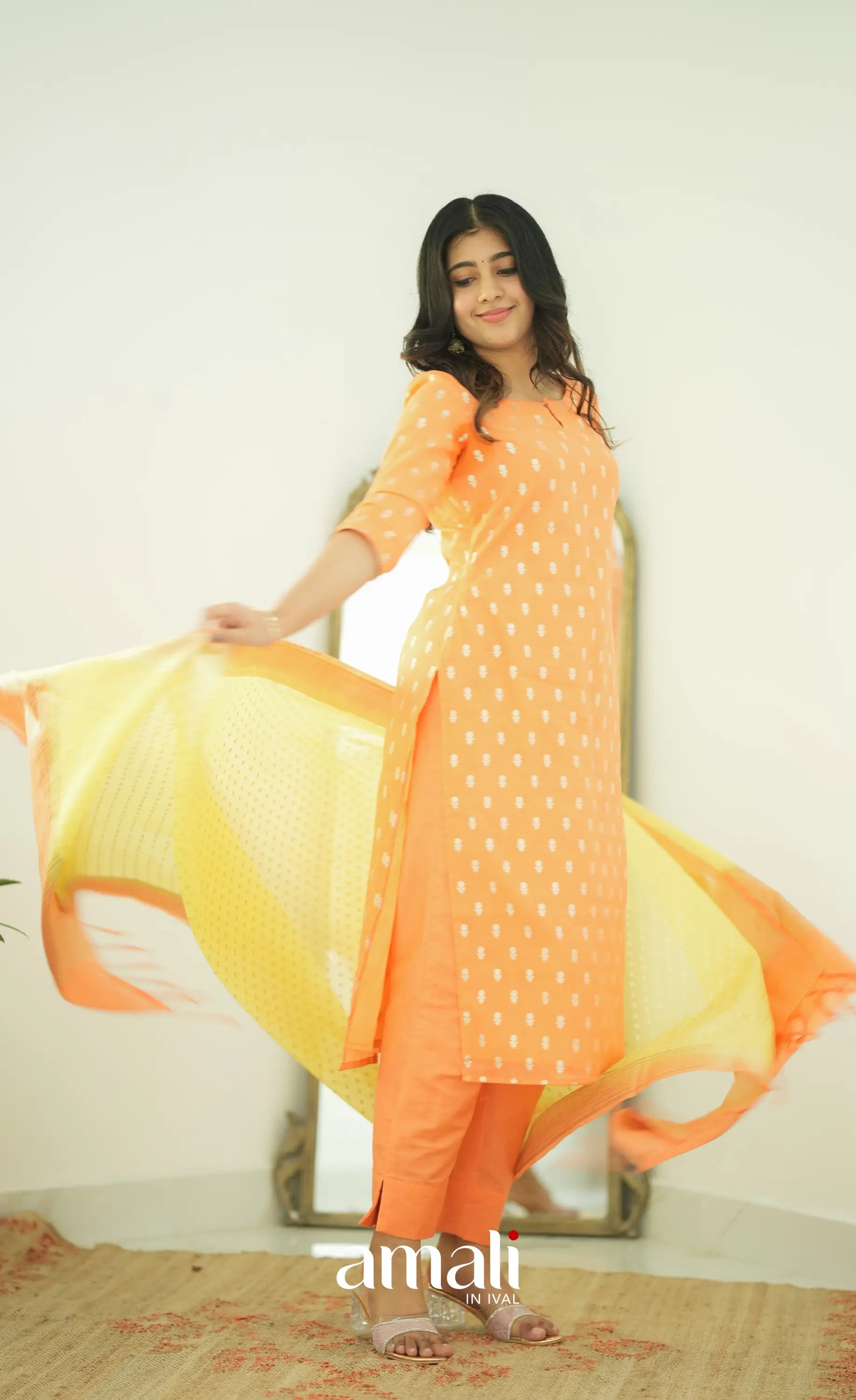 Bavana Chanderi Silk Cotton Salwar - Orange Salwar
