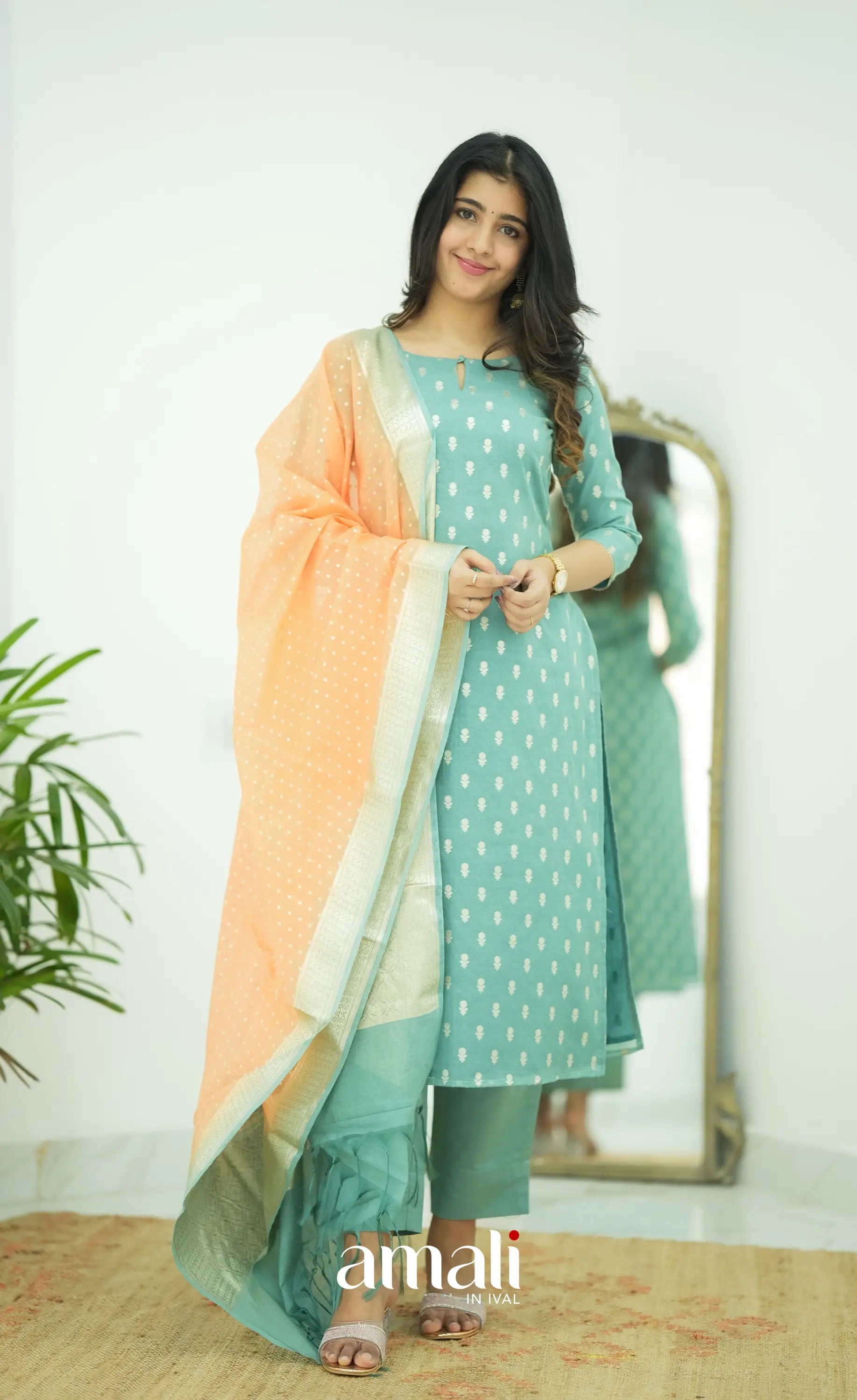 Bavana Chanderi Silk Cotton Salwar - Teal Blue Salwar