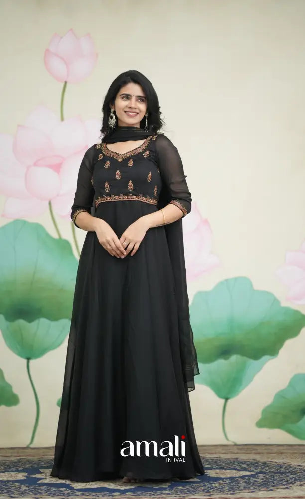 Black Aari Handworked Anarkali Anarkalis
