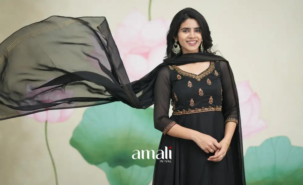 Black Aari Handworked Anarkali Anarkalis