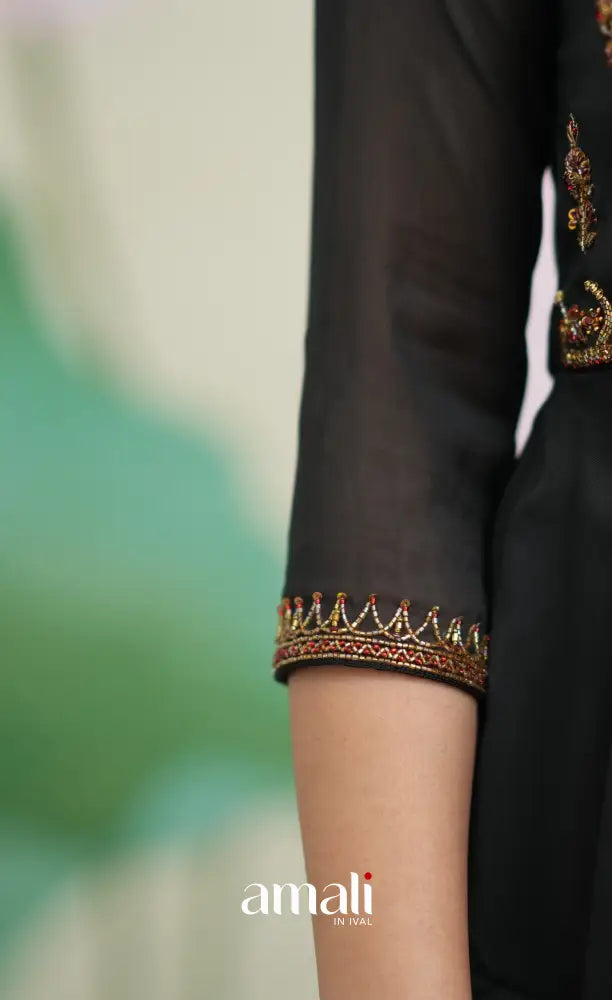Black Aari Handworked Anarkali Anarkalis