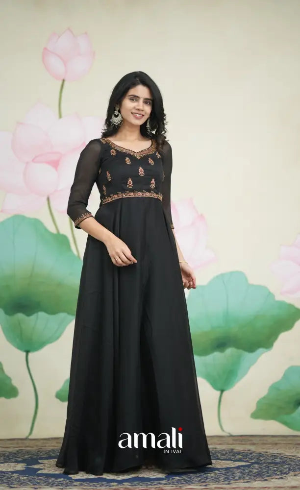 Black Aari Handworked Anarkali M Black Aari Handworked Anarkali M