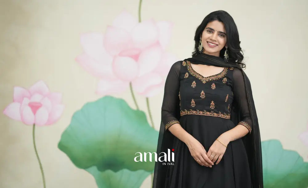 Black Aari Handworked Anarkali Anarkalis