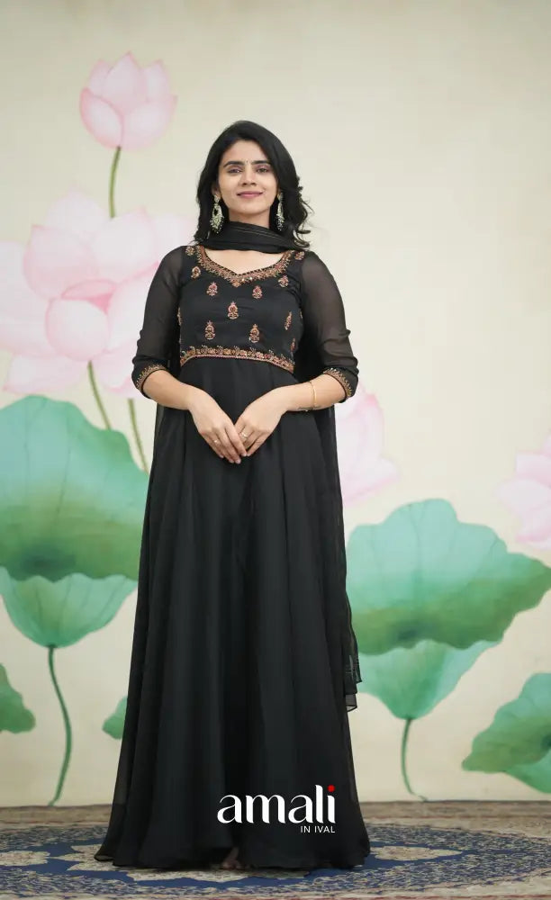 Black Aari Handworked Anarkali Anarkalis