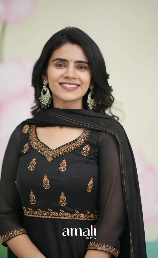 Black Aari Handworked Anarkali Anarkalis