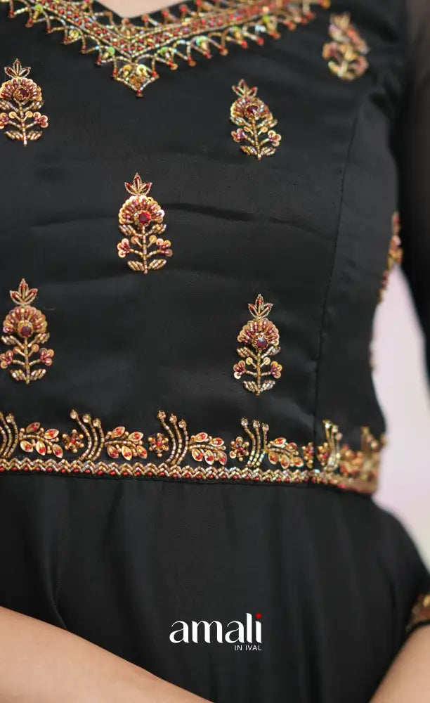Black Aari Handworked Anarkali Anarkalis